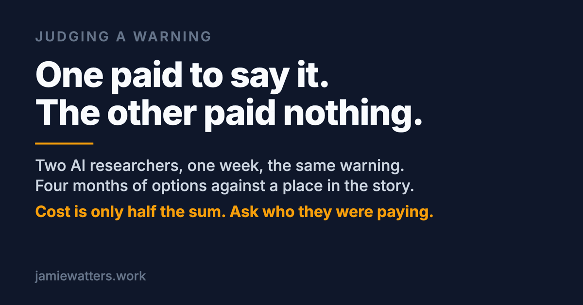 Card reading: one paid to say it, the other paid nothing, and the cost is only half the sum.