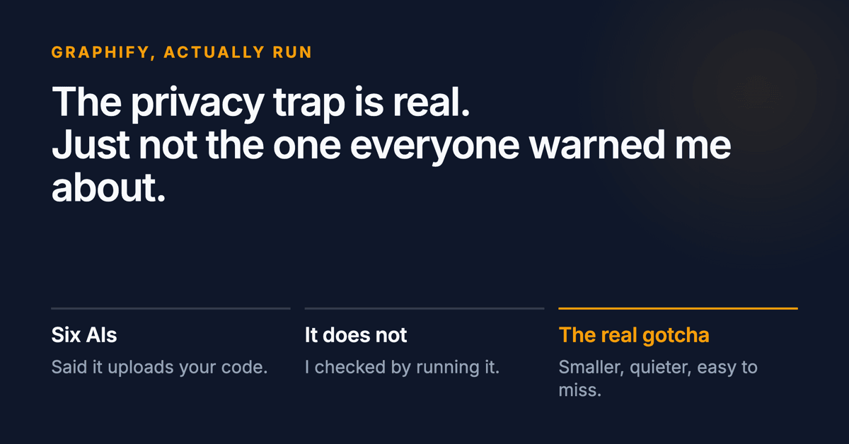 The privacy trap is real, just not the one everyone warned me about. Below: six AIs said it uploads your code, it does not, and the real gotcha is smaller and easy to miss.